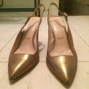 JCrew Gold Sling Back Shoes